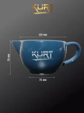 Керамический скаттл для взбивания пены KURT, 2-х контурный с ручкой, цвет синий, K_40057/Blue