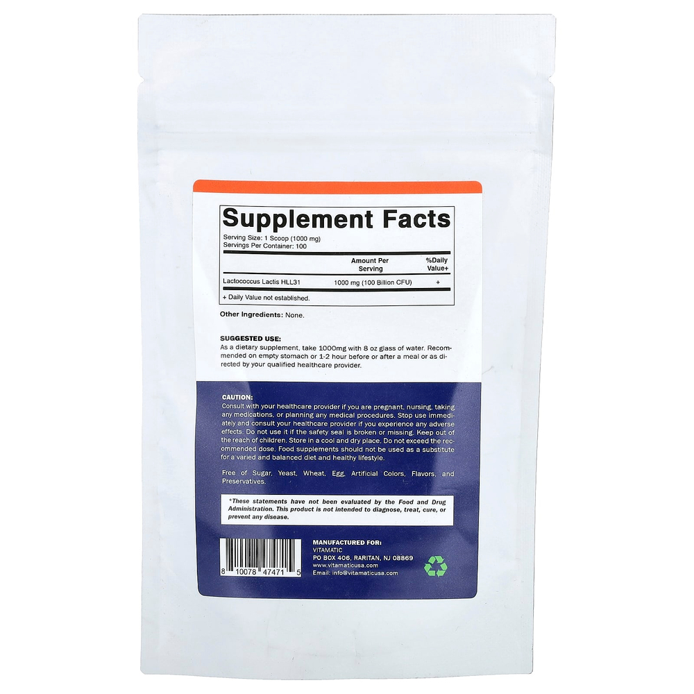 Vitamatic, лактококк (Lactococcus lactis), 100 г (3,5 унции)