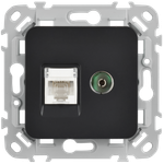 FLITE Розетка 2-местная RJ45/TV категория 5Е UTP РКТВ5е-2-0-ФлЧ черный IEK