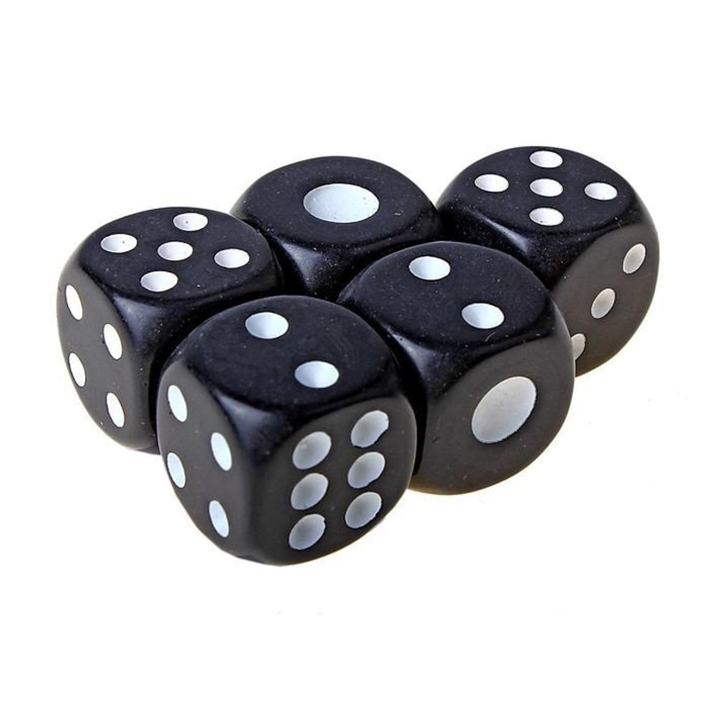 Кубик игральный, чёрный с белыми точками 1,4 см.
