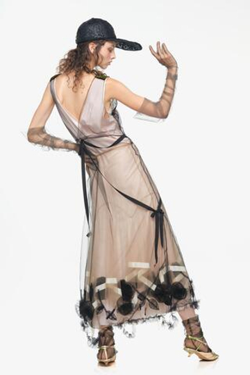 ZARA X JOHN GALLIANO ДЛИННЫЕ ПЕРЧАТКИ ИЗ ПОЛУПРОЗРАЧНОЙ ТКАНИ, СЕРЫЙ