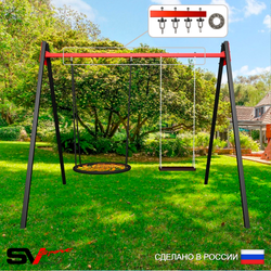 Уличные качели Sv Sport Maxi УК156.5П2 (3.0м/Гнездо 115см/Деревянные/Подвесы на подш 2к)