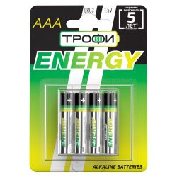 Батарейки Трофи LR03-4BL ENERGY Alkaline | Трофи