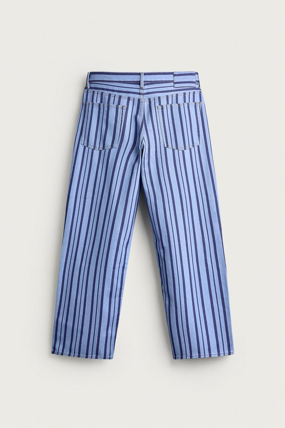 ZARA БРЮКИ STRAIGHT FIT В ПОЛОСКУ, СИНИЙ