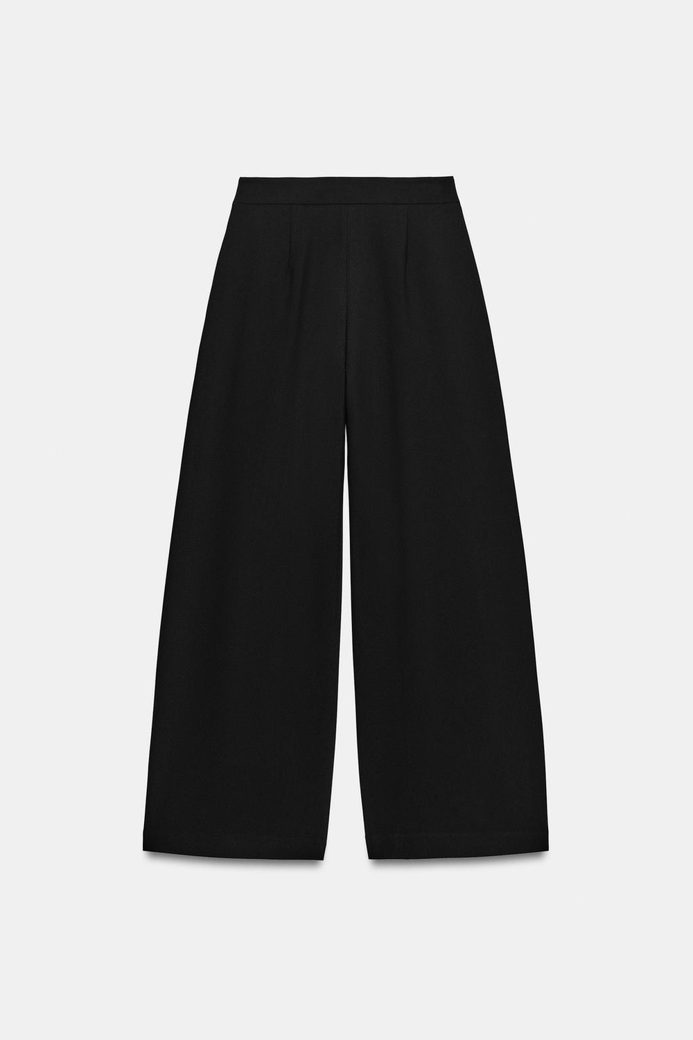 ZARA ШИРОКИЕ БРЮКИ СО СКЛАДКАМИ, ЧЕРНЫЙ