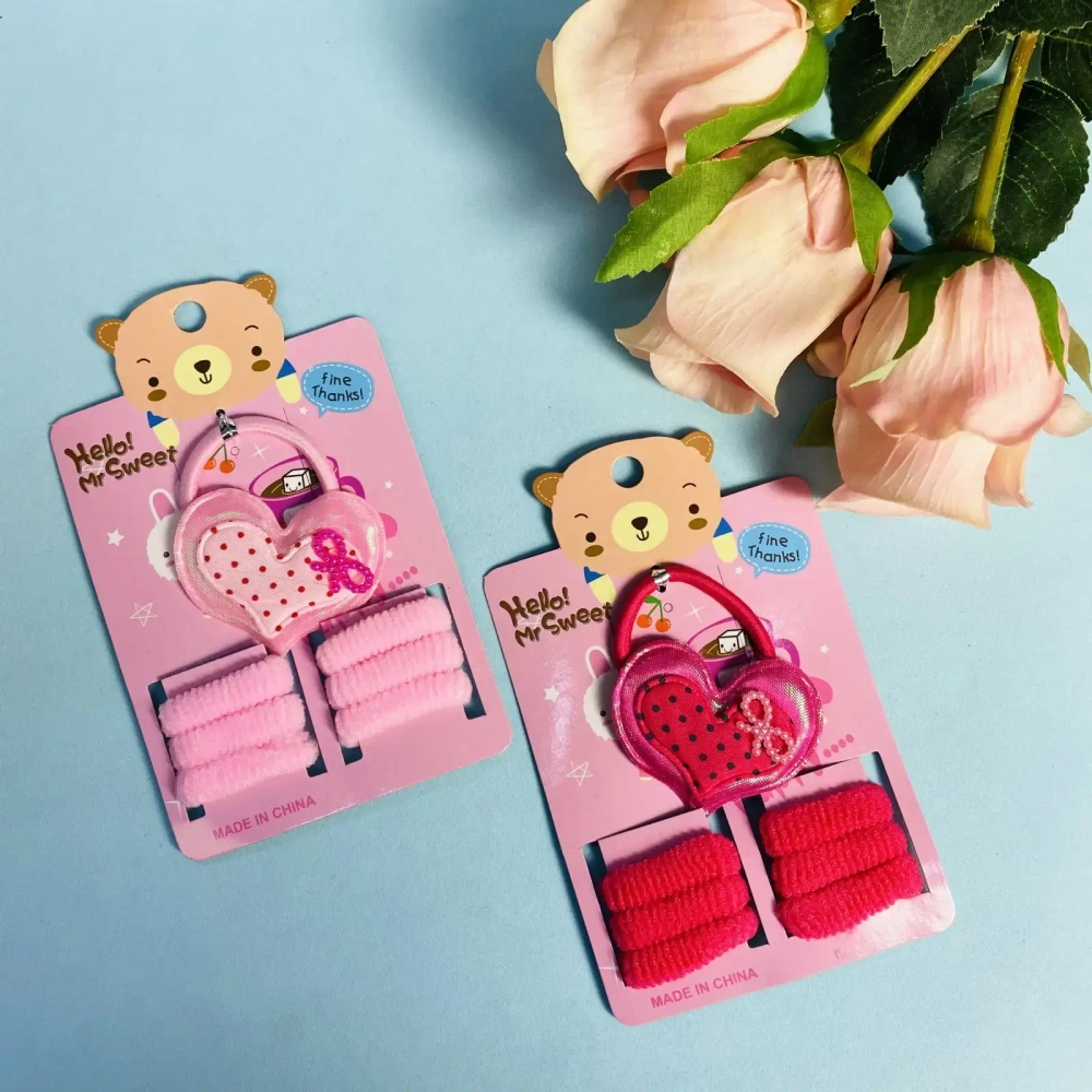 Аксессуары для волос детские «Little Bunny- Сердечко», 3 цвета, (7 резинок), 10*16 см