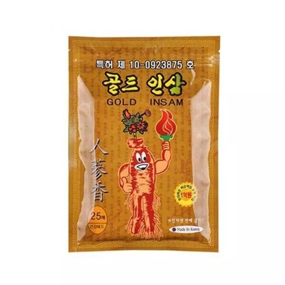 Korean GOLD INSAM Pad Ginseng 25 piest | Qizil jenshenli tana plastiri, 25 dona