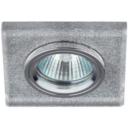 DK8 CH/SHSL Светильник ЭРА декор стекло квадрат MR16,12V/220V, 50W, хром/серебряный блеск | Декоративные встраиваемые светильники