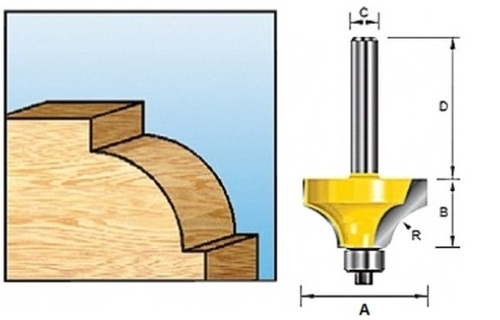 Кромочная калевочная фреза 25.4R, 63.5х31.8, S12, 2T Makita D-11380