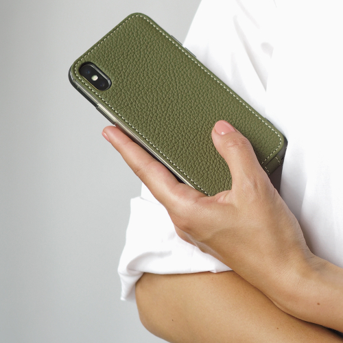 Чехол для iPhone X/XS из натуральной кожи теленка, зеленого цвета