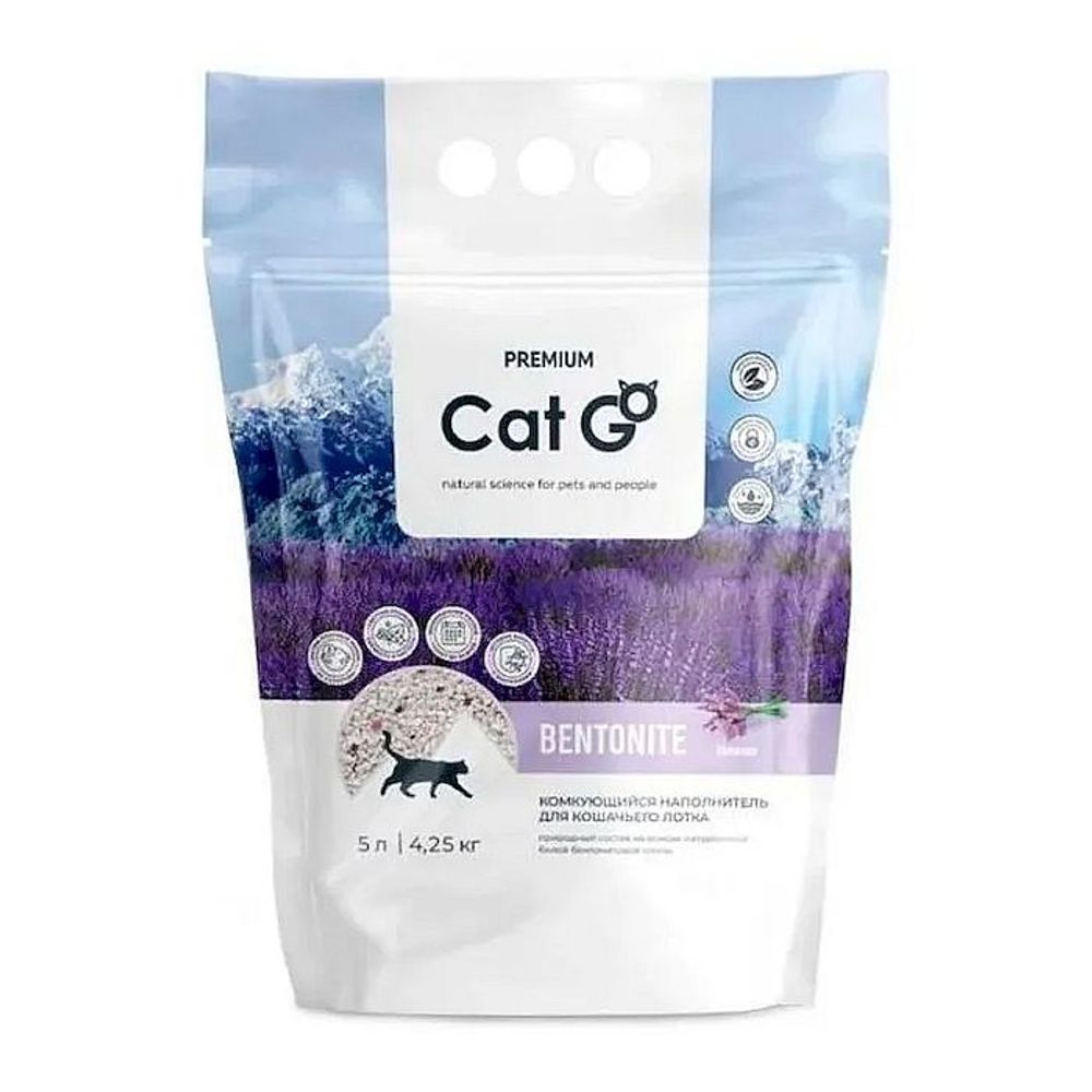 Наполнитель для кошачьего туалета Cat Go BENTONITE Комкующийся с ароматом Лаванды, Пакет 5 л Наполнитель для кошачьего туалета Cat Go BENTONITE Комкующийся с ароматом Лаванды, Пакет 5 л