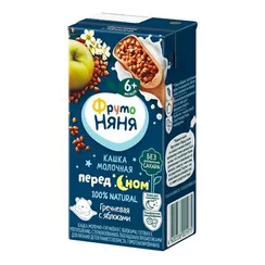 Кашка ФрутоНяня молочная гречневая с яблоком 0,2 л с 6 месяцев
