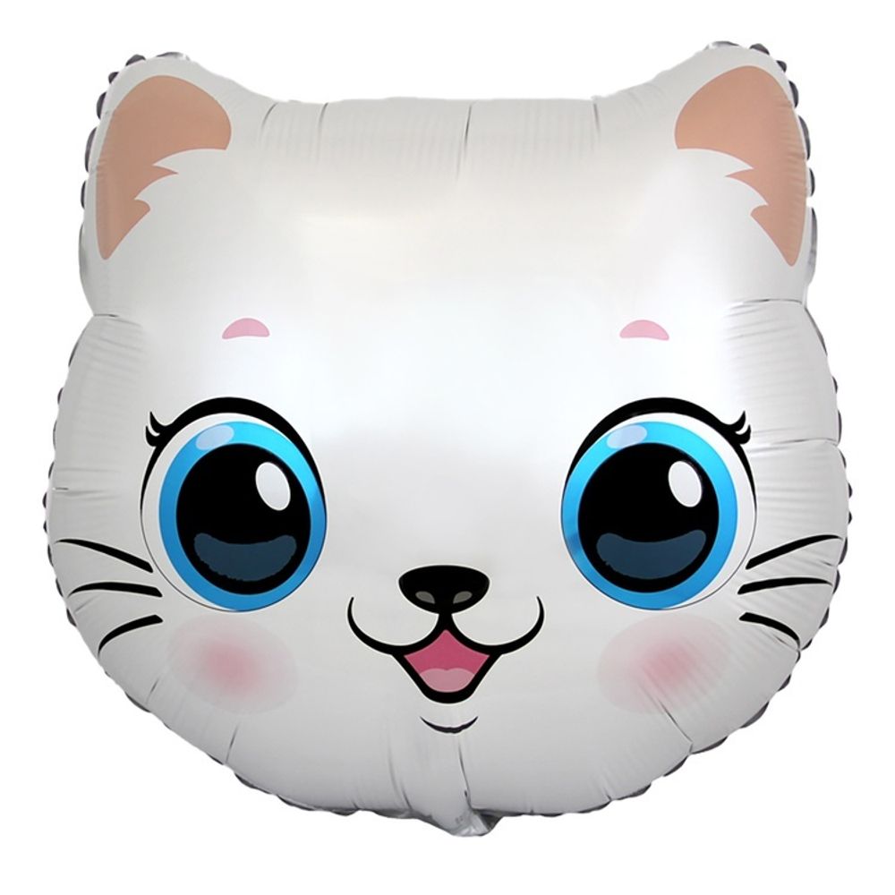 Шар Фигура Голова Кота Белая Шар Фигура Голова Кота Белая