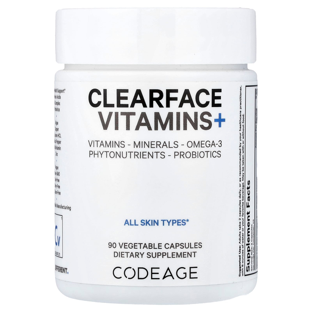 Codeage, Clearface Vitamins +, 90 растительных капсул