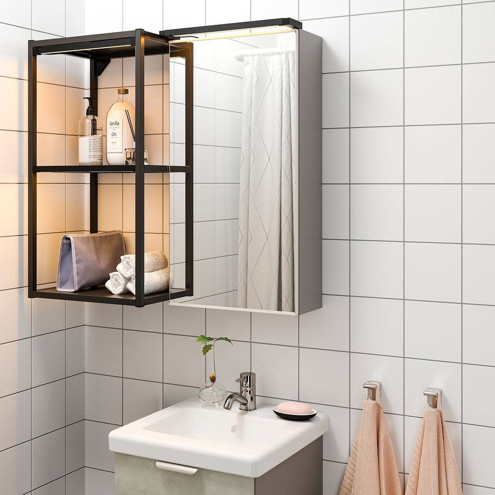 IKEA SILVERGLANS  (ИКЕА СИЛВЕРГЛАНС)  -  Светодиодная подсветка для ванной - с регулировкой яркости, антрацит 40 см
