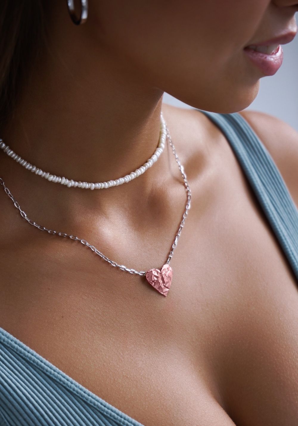Колье-сердце Фолио, розовая позолота / Folio pink