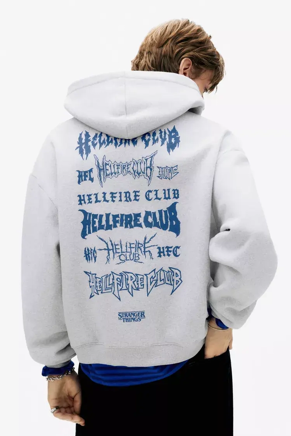 PULL&BEAR Толстовка с капюшоном HFC "Stranger Things", серый меланж