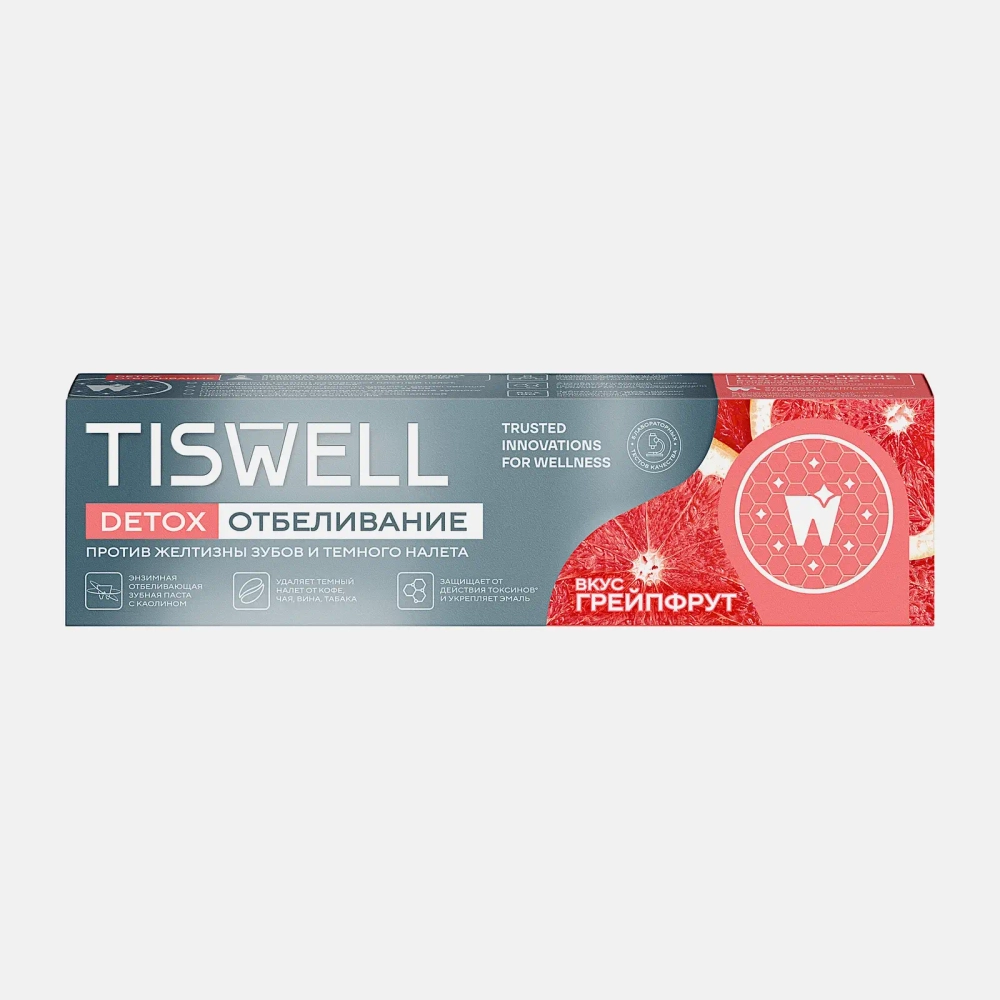 Зубная паста Tiswell Detox отбеливание Грейпфрут 110г