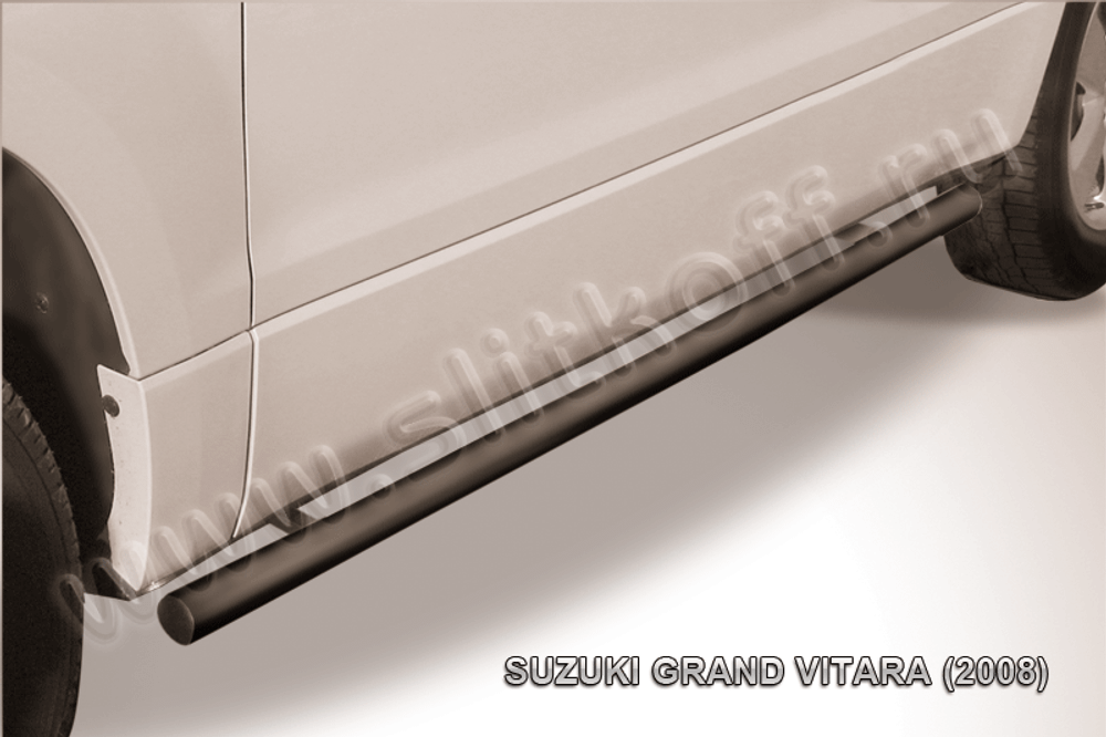 Пороги стальные Suzuki Grand Vitara 3дв (2008-2012) d57 труба (черные)