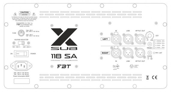 FBT X-SUB 118SA активный сабвуфер, 1200Вт, динамик 18 дюймов