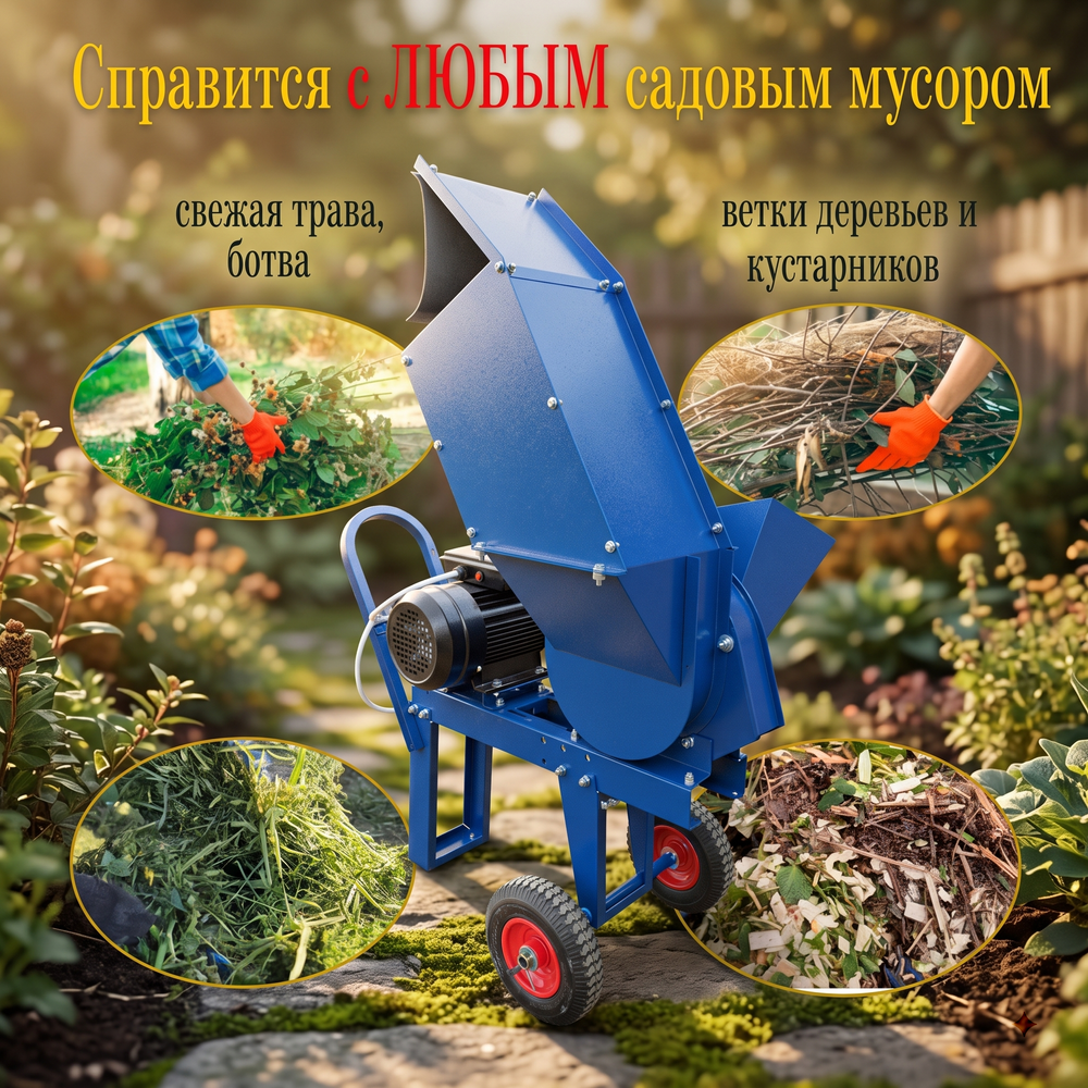 Электрический садовый измельчитель универсальный