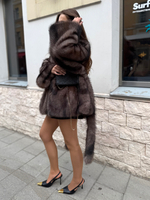 Шуба из эко меха Алайя шиншилла темная