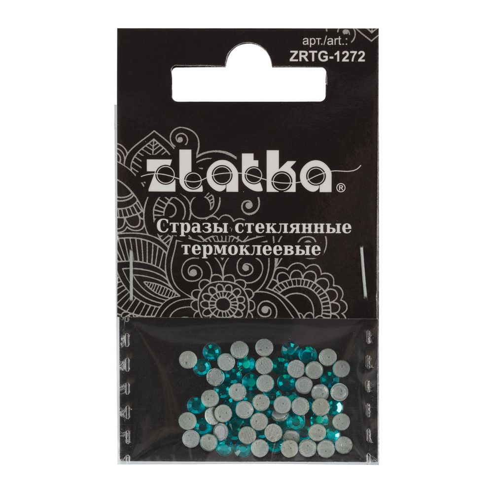 Стразы клеевые стекло 3.2 мм, 360 шт, SS12 №09 бирюзовый (Blue Zircon), Zlatka ZRTG-1272