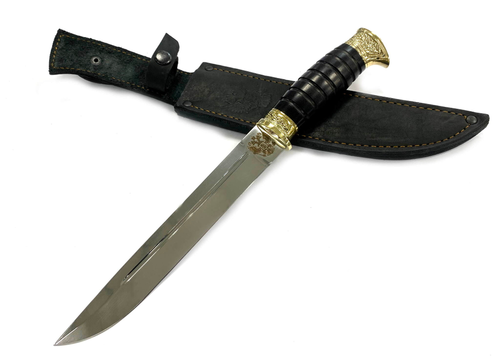 Пластунский нож, кованая 95Х18, граб, латунь (с литьем)