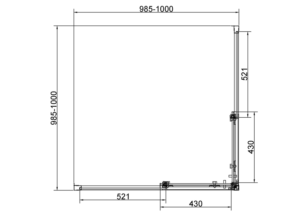 Душевой уголок Vincea Слим 8мм (Slim 8mm) VSS-4SL100CLG, 1000*1000, брашированное золото, стекло прозрачное