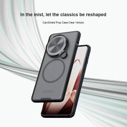 Чехол прозрачный тонированный (Transparent Black) от Nillkin с металлической крышкой и MagSafe на OnePlus 13, серия CamShield Prop Magnetic Case