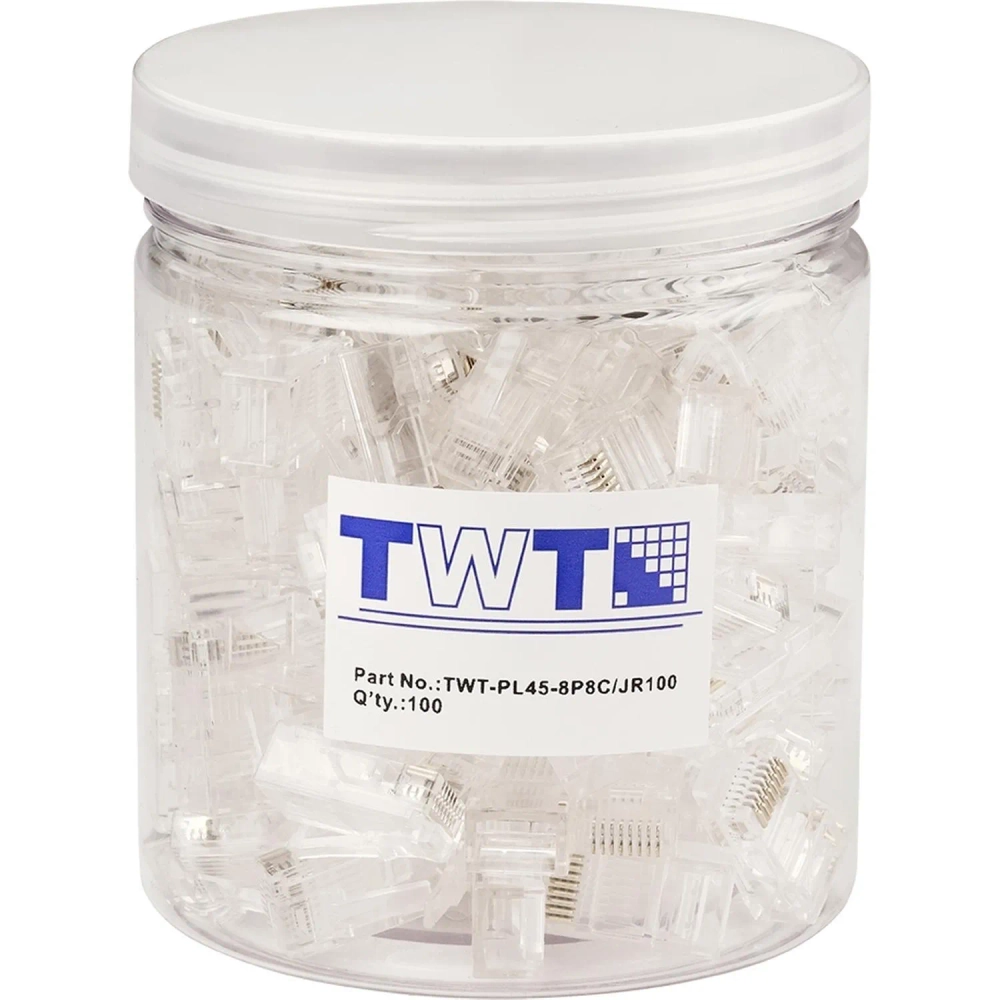 Коннектор TWT RJ-45 cat 5e (TWT-PL45-8P8C/JR100) 100 штук в упаковке