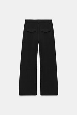 ZARA БРЮКИ СО СКЛАДКАМИ ПО БОКАМ — ZW COLLECTION, ЧЕРНЫЙ