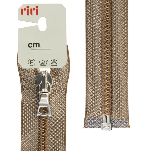Молния спиральная (витая) RIRI Т6 (6 мм) 1 зам., разъем., 65 см, на люрексной ленте, цв.кофейный, 1 шт