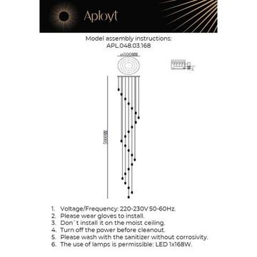 Подвесной светильник LED 168W 3000К APL.048.03.168 латунь Yulali Aployt