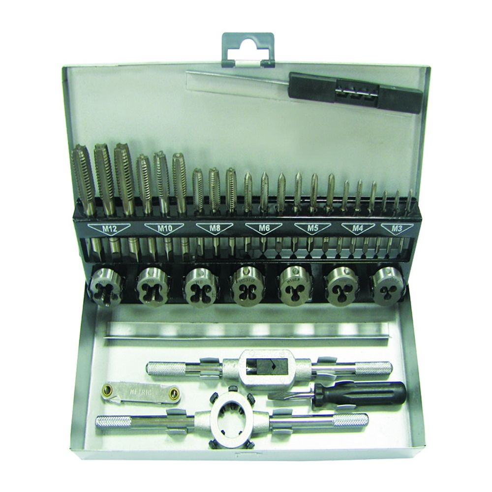 БИБЕР 90221 Набор метчиков и плашек 32 предмета (M3/М4/М5/М6/М8/М10/M12)---