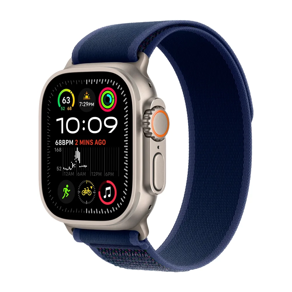 Умные часы Apple Watch Ultra 2 (2024) GPS + Cellular, 49mm, Natural Titanium Case with Blue Trail Loop M/L, (Синий)
