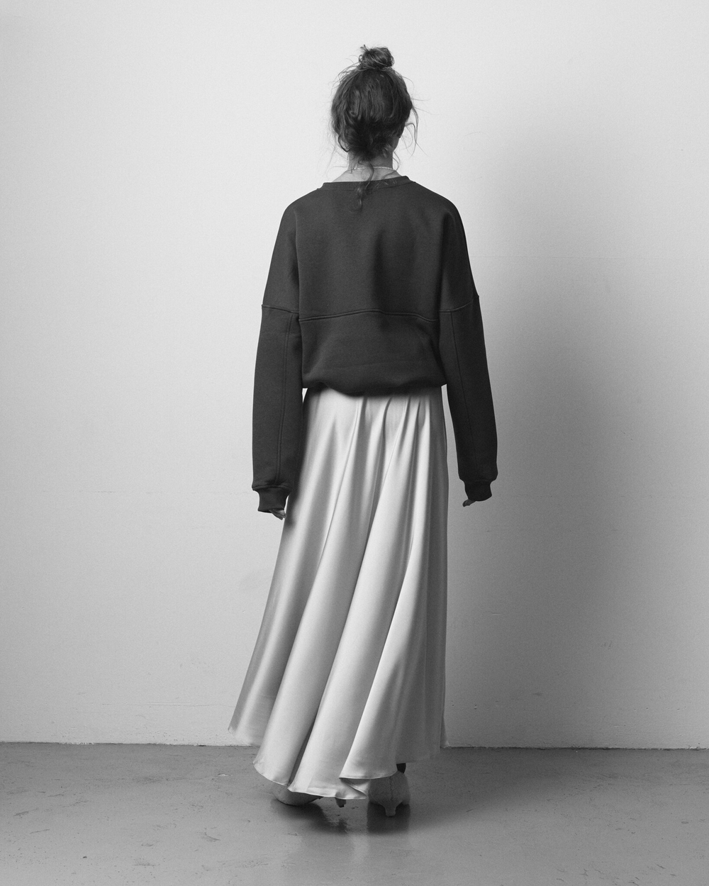 Silk A-line Skirt Silver