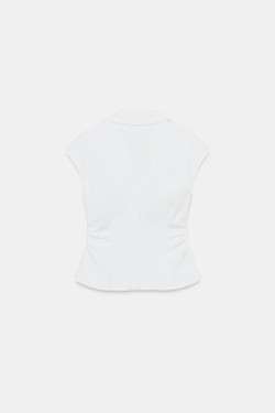 ZARA ТОП ИЗ ПОПЛИНА С ЗАКЛЕПКАМИ, БЕЛЫЙ
