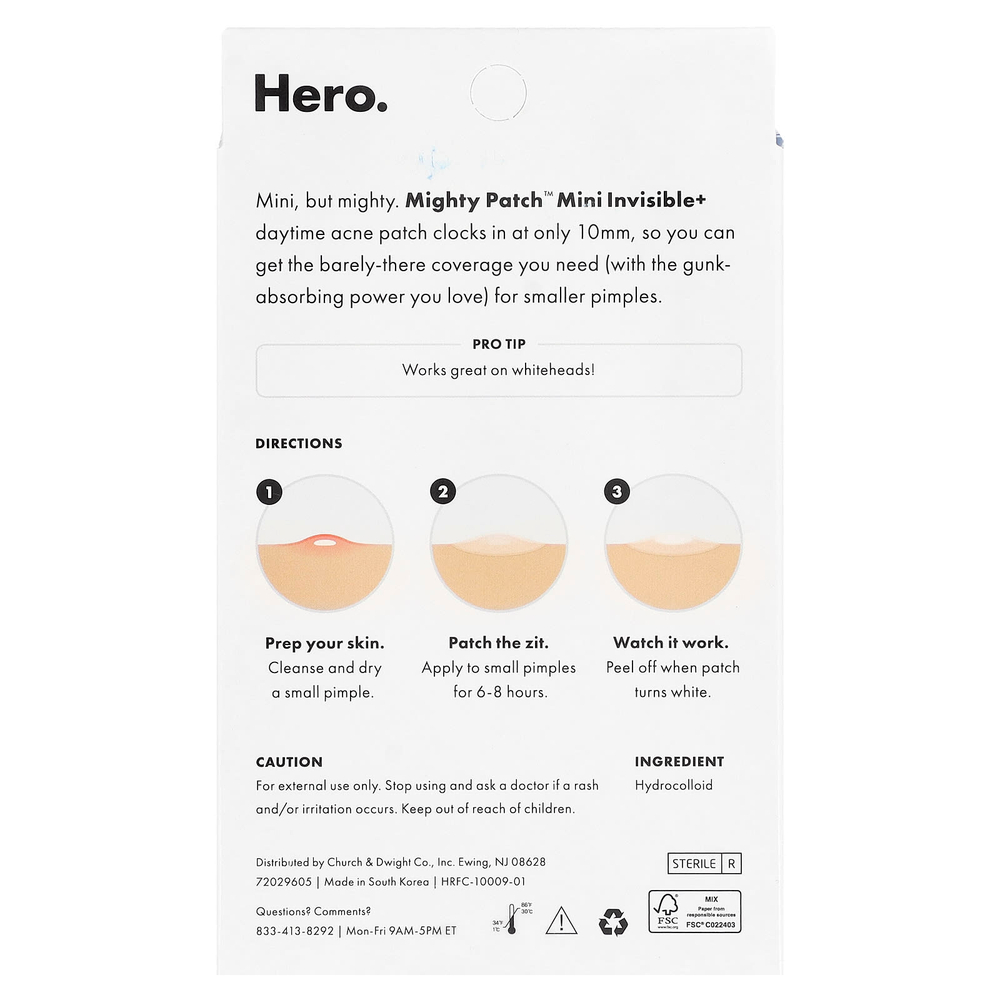 Hero Cosmetics, Mighty Patch™, мини-патч Plus, 30 гидроколлоидных мини-патчей