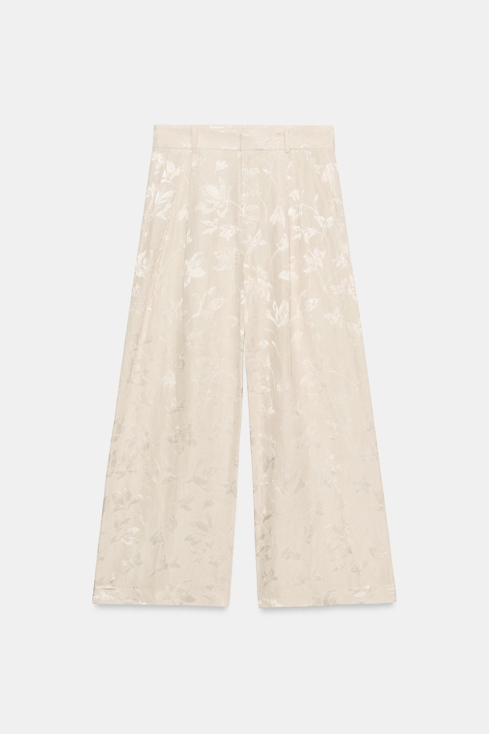 ЖАККАРДОВЫЕ БРЮКИ ИЗ СМЕСОВОГО ЛЬНА — ZW COLLECTION — ZARA