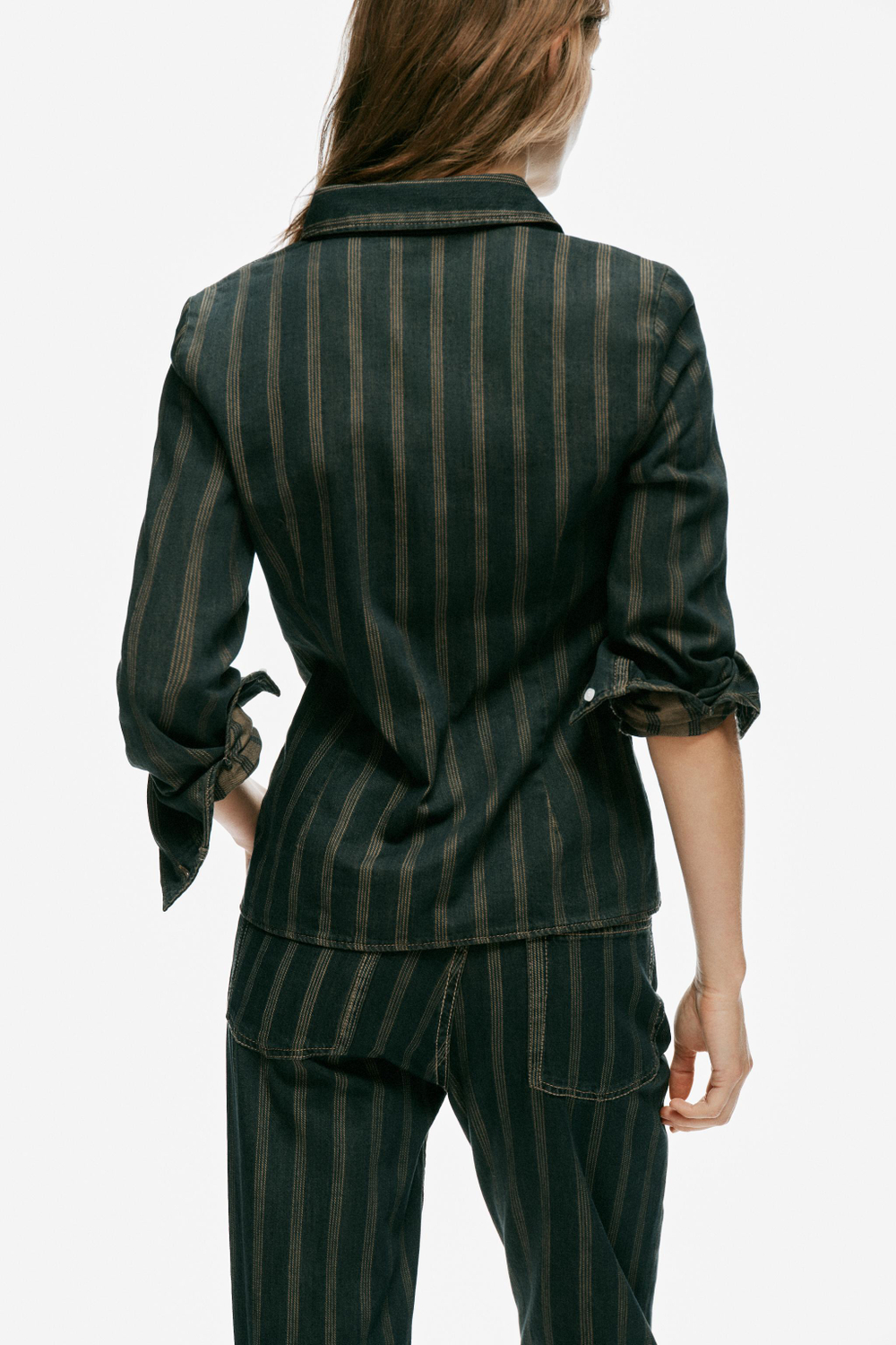 ДЖИНСОВАЯ РУБАШКА В ПОЛОСКУ TRF — ZARA