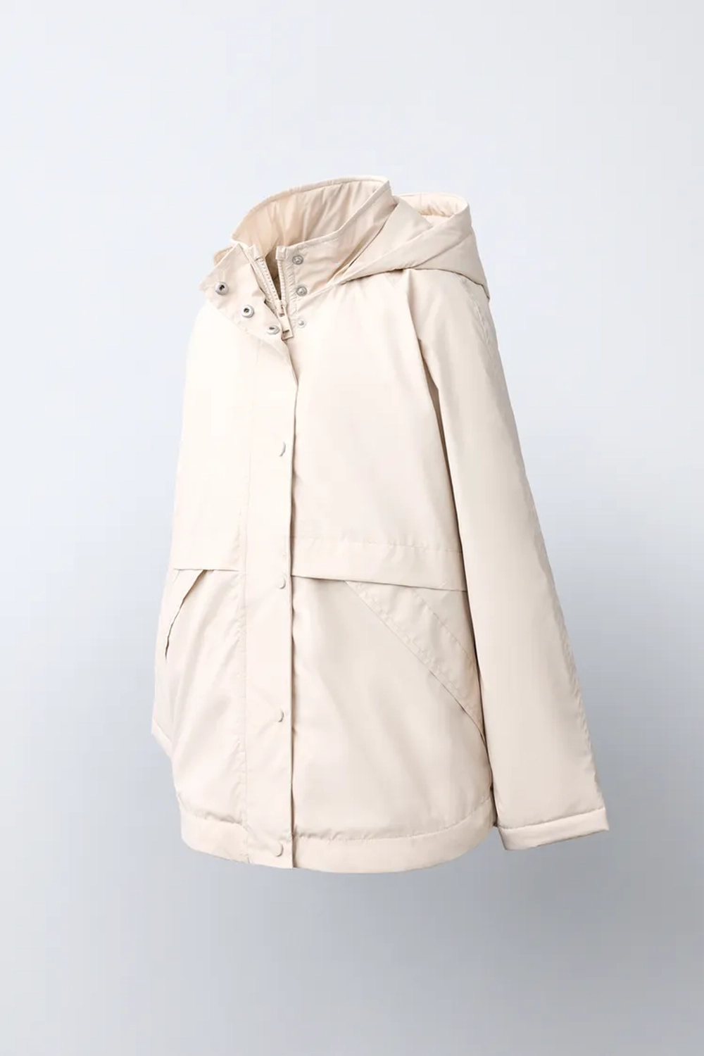 ZARA ПРОРЕЗИНЕННЫЙ ДОЖДЕВИК WATER RESISTANT, ЭКРЮ