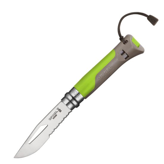 Складной нож Opinel №8 Outdoor Earth, зеленый c клинком из стали Sandvik™ 12С27, рукоять Полиформальдегид POM (пластик)