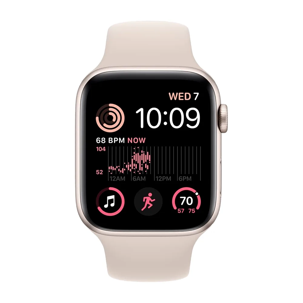 Умные часы Apple Watch SE (2022) GPS, 44mm, Aluminium Case with Sport Band M/L, Starlight (Сияющая звезда)
