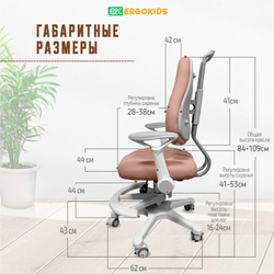 Кресло для школьника с подлокотниками Ergokids Columbia Plus