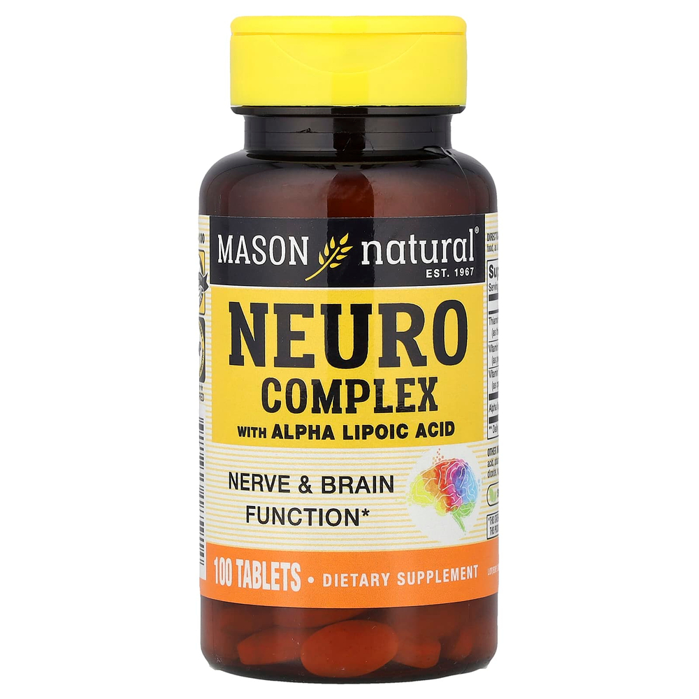 Mason Natural, комплекс для нервной системы с альфа-липоевой кислотой, 100 таблеток