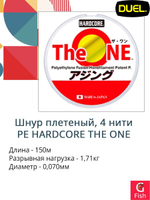 Плетеный шнур для рыбалки Duel PE Hardcore The ONE 150m #0.20 (0.070mm) 1.71kg