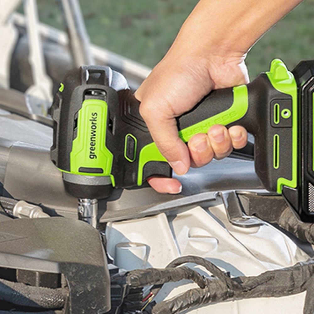 Гайковерт ударный акк. Greenworks G24IW200, 24V,б/щет, 3/8'', 200Нм, 1х4Ач,ЗУ,кор (3803607CUB)