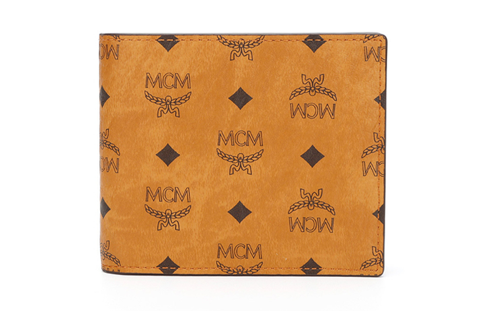 MCM Leather PVC Wallet Women"s Brown Cognac