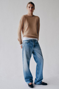 ZARA ДЖИНСЫ ZW COLLECTION ПРЯМОГО КРОЯ СО СРЕДНЕЙ ПОСАДКОЙ, ВЫЦВЕТШИЙ СИНИЙ